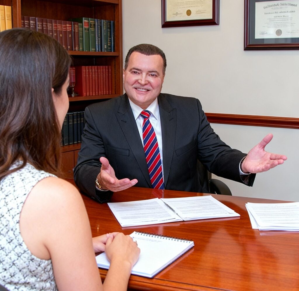 explaining the Bond Hearing strategies to his female client